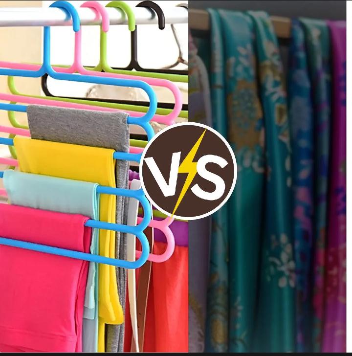 Pack of 2, 5 Layer Multifunctional Hanger - Space Saving Pants Hanger, Non-Slip Clothes Hanger for Pants, Tops & Scarves, Durable Closet Storage Solution for Home